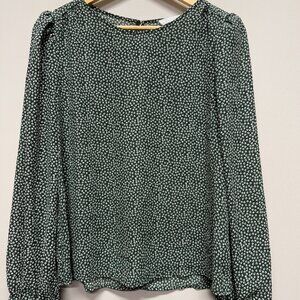 All in Favor Green Animal Print Blouse